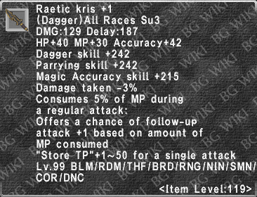 Raetic Kris +1 description.png